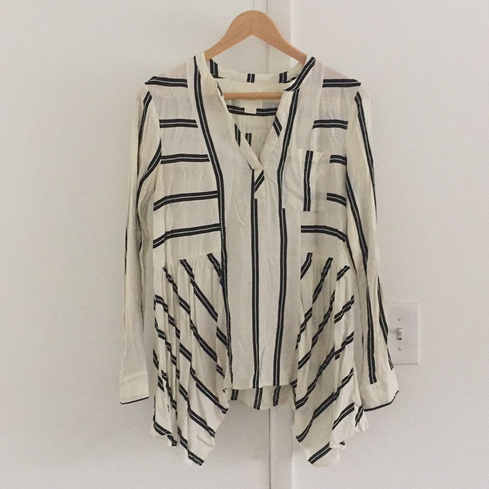 Anthropologie Black & White Striped Blouse